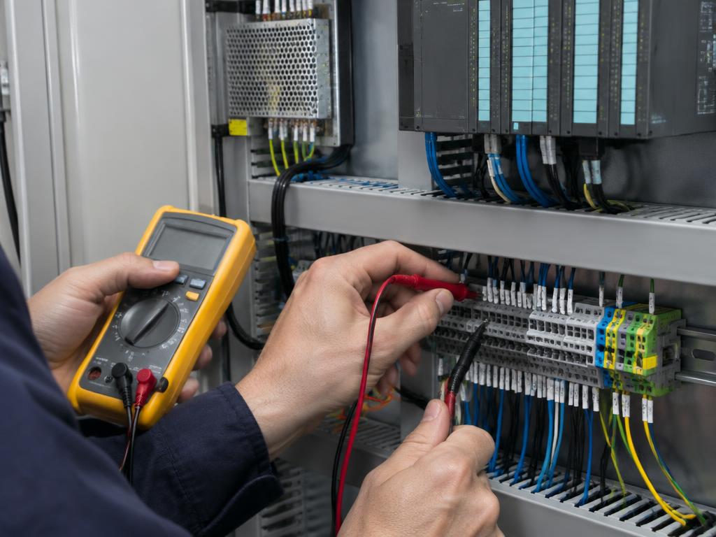 Felsökning i PLC-skåp med multimeter
